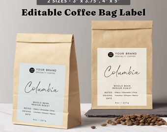 Calligraphy Product Label Template - Coffee Bag Label Design, Tea Label Printable, Minimalist Pouch Label, Small Business Branding Template