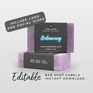 Printable Soap Label - Neon Light, Black Product Label, Soap Label Template, Bar Soap Packaging Label, DIY Soap Label Editable Template