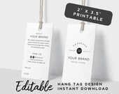 Minimalist Product Tag Template - White Hang Tag Printable, Shop Branding Template, Price Tag Design, Customizable Tag, Minimal Swing Tag