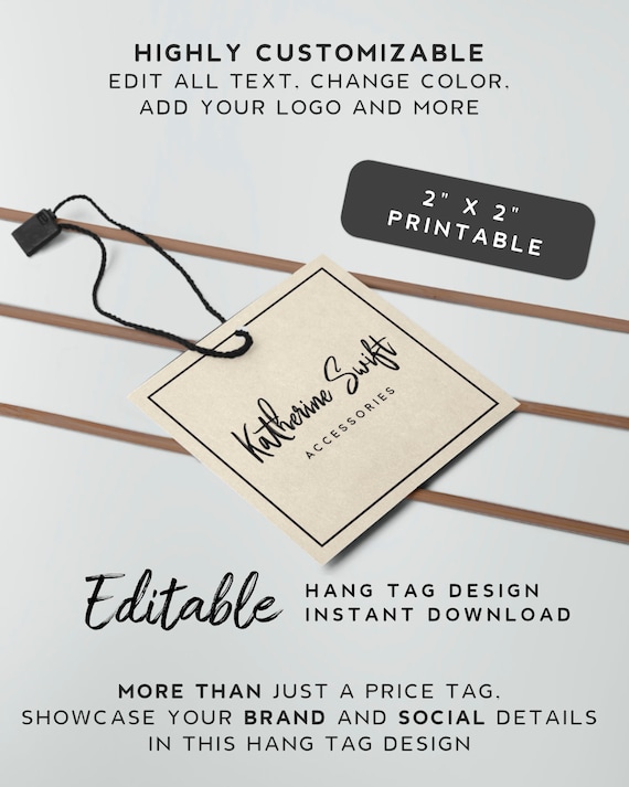 Printable Hang Tag Template Signature Tag for Handmade Etsy