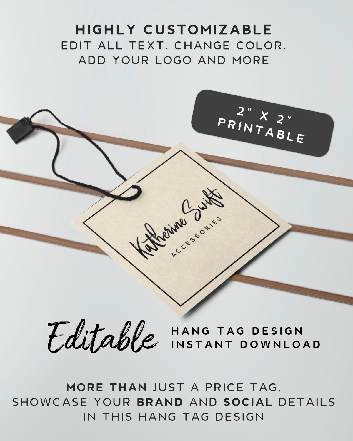 Printable Hang Tag Template Signature Tag for Handmade Etsy