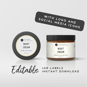 Moisturizer Label Editable, Branding for Business - Printable Minimalist Labels for Products, Ready to Print Product Label, Jar Label Design