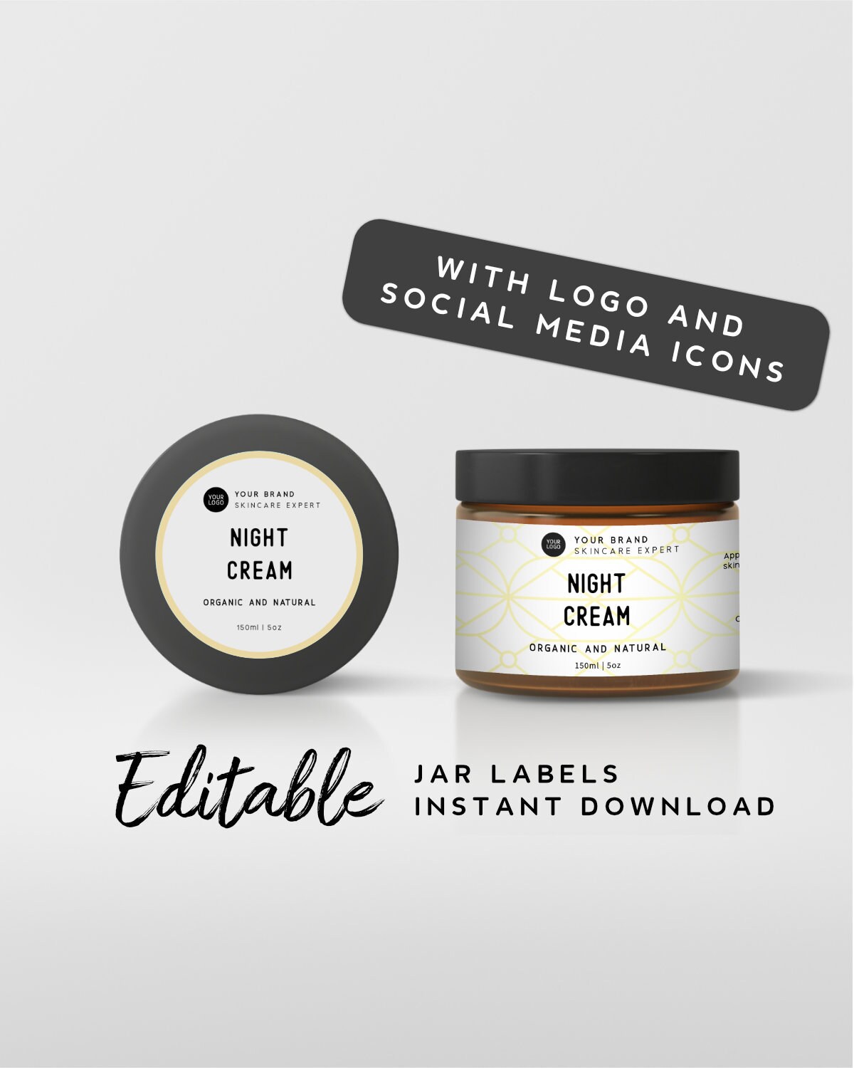 Moisturizer Label Editable Branding for Business Printable - Etsy
