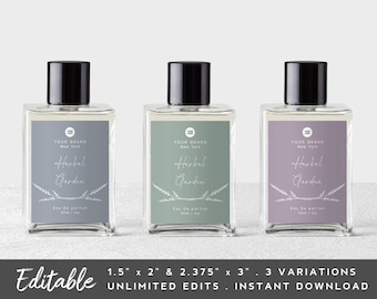 Editable Perfume Label Template - Parfum Oil Label, Spray Bottle Label, Cologne Label Design, Product Packaging Design, Floral Brand Label