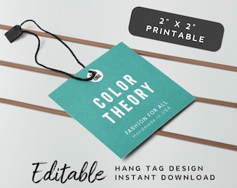 Printable Hang Tag Template - Blue Product Tag Template for Small Business, Product Hang Tag, DIY Editable Hang Tag, Instant Download