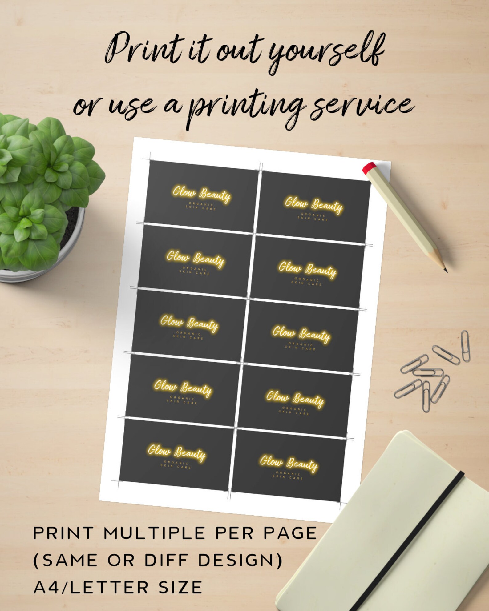Printable Business Card Template Instant Download Black - Etsy