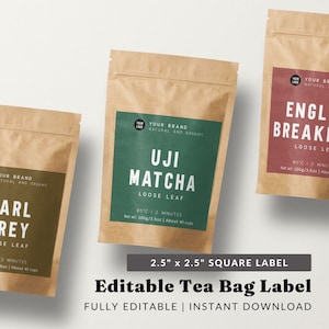 DIY Product Label Design - Modern Label Template Instant Download, Square Product Label, Tea Packaging Label, Printable Product Packaging