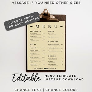Descarga de menú de restaurante amarillo - Diseño de portada de menú, plantilla de menú editable, plantilla de folleto de menú de cafetería, descarga de plantilla de menú de cafetería, PDF de menú