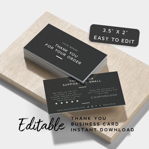 Minimalist Thank You Business Card Printable Thank You Card ...