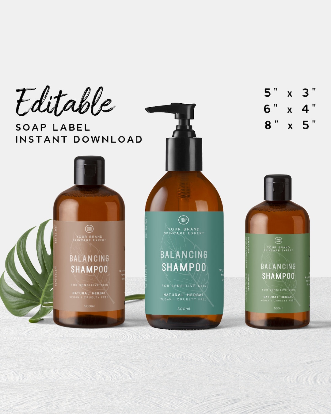 Premade Shampoo Label Printable Colorful Soap Label Template, Pump Bottle Label, Bathroom