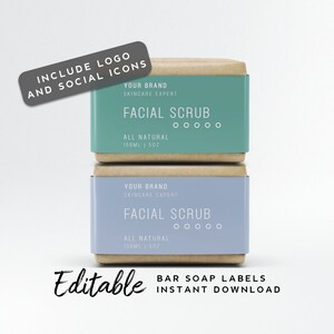 Modern Soap Label Printable - Soap Label Design DIY Soap Packaging Band, Body Product Label, Handmade Product Label, Extra Long Label Wrap