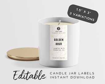 Jar Candle Label Template - Product Label Template Editable, Rectangle Label for Jar, Label for Candle, DIY Label Product, Branding Sticker