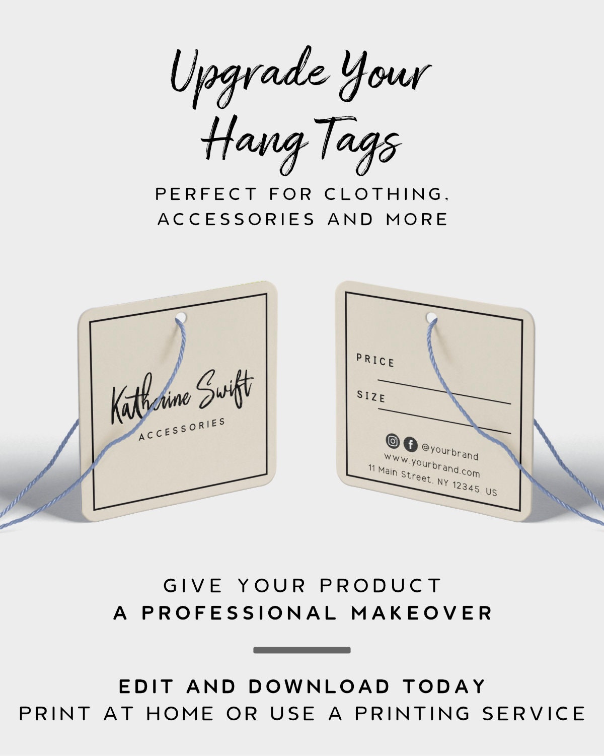 Printable Hang Tag Template Signature Tag for Handmade Etsy