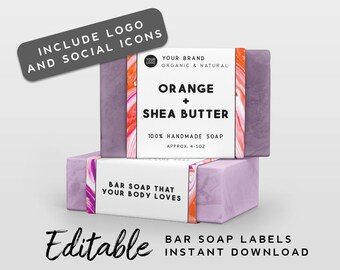 Soap Labels - Editable Label Template, Custom Soap Label Template, Product Label Design, Bar Soap Packaging Template, Product Branding