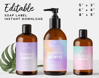 DIY Soap Bottle Label Template - Spray Bottle Label Design, Shampoo Label Stickers, Lotion Label, 16oz, Rainbow Product Label, Holographic