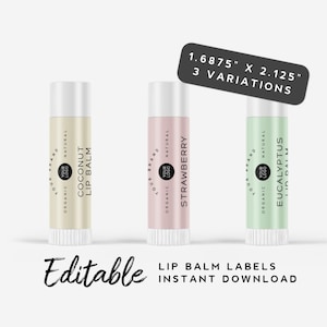 Lip Balm Label Template - Branding Label Template, Chapstick Product Label, 0.15oz Lip Balm Wrap Sticker, Cosmetic Packaging Label