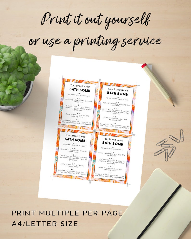 Bath Bomb Instruction Card Template Bath Bomb Care Card Etsy