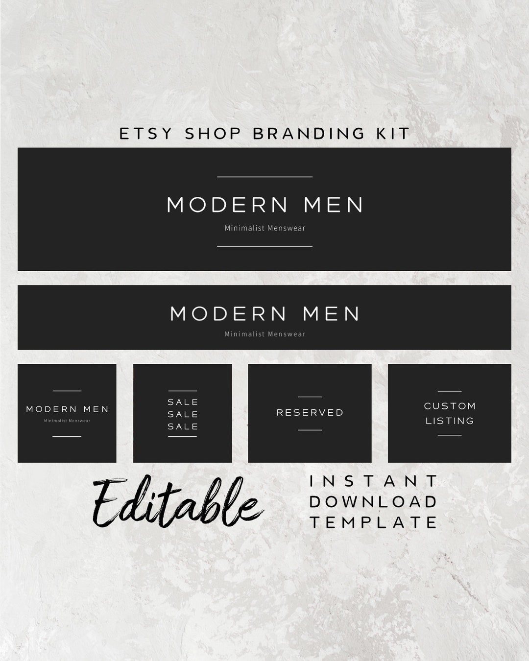 Black Branding Kit for Etsy Shop - Editable Etsy Branding Template ...