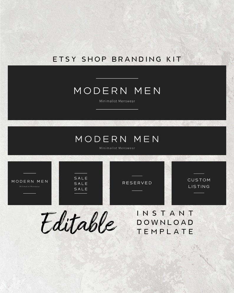 Black Branding Kit for Etsy Shop Editable Etsy Branding Etsy
