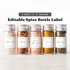 Pantry Food Label Template - Custom Kitchen Label, Simple Label Design, Spices, Herbs