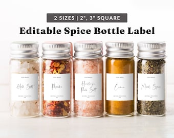 Pantry Food Label Template - Custom Kitchen Label, Simple Label Design, Spices, Herbs