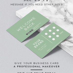 Printable Loyalty Card Template - Modern Rewards Card Green, Simple ...