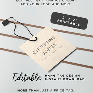 Ready to Print Hang Tag Design - Fashion Product Tag Template, Square Product Tag Printable, DIY Tag Signature, Hang Tag Square Template