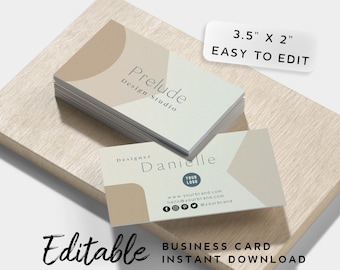 Editable Business Card Template - Modern Business Card, Instant Download, Minimalist Business Card Design, Printable Business Card, Corjl