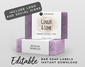 Handmade Soap Label Printable - Label With Logo, Product Label Template Editable, Handmade Product Label Wrap, DIY Label Design, White