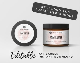 Custom Cosmetics Label Template - Custom Skin Care Labels, Custom Printable Labels Design, Cosmetic Packaging, Product Label Editable
