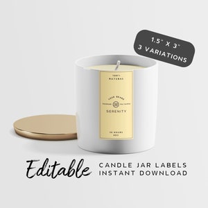 Editable Candle Jar Label Product Label for Candle Label - Etsy