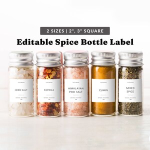 Editable Spice Bottle Label Template - Kitchen Organisation Sticker, Food Labelling Printable, Herb Jar Label