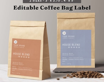 Minimalist Product Label Template - Coffee Label Design, Printable Label For Bags, DIY Product Packaging Labels, Branding Boxes Labels