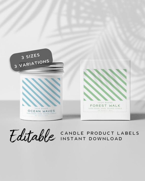 Printable Candle Label Template Colorful Stripes Minimalist | Etsy
