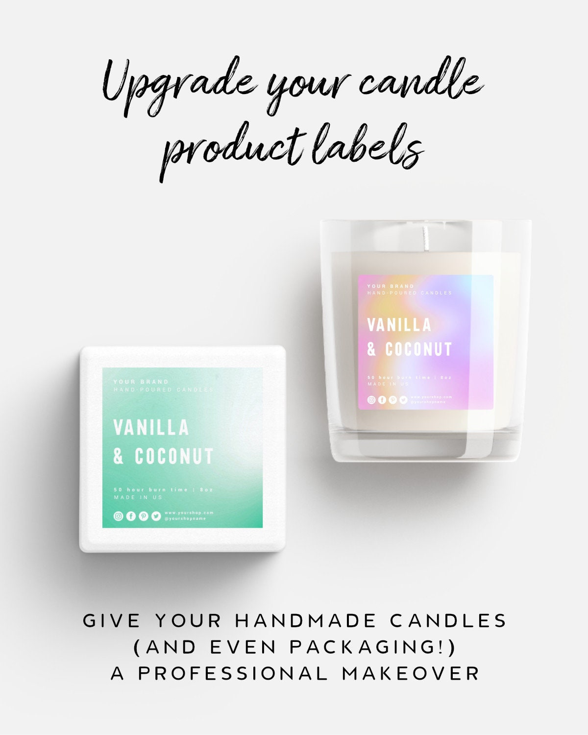 Editable Candle Label Template - Printable Candle Sticker Template, Jar ...