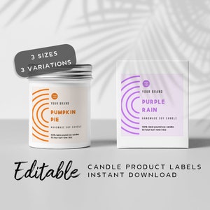 Color Rainbow Product Label Template - Colorful Product Label Printable, Labels for Jars, Candle Label Editable, Candle Box Label Design