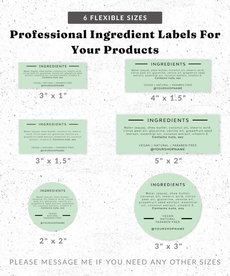 Simple Ingredients Label Green Ingredient Label Template - Product Packaging Template, Editable ...