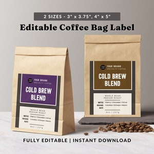 Modern Label Printable - Food Label Template, Digital Download, Coffee Bag Label Design, Custom Product Packaging Design, Product Branding