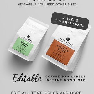 Printable Coffee Bag Label - 2 Sizes, Rectangle Product Labels, Pouch Labels, Coffee Bean Label, DIY Label Template, Custom Packaging Label