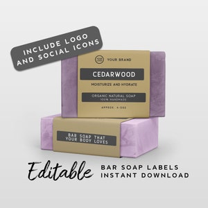 Modelo de etiqueta de sabonete - design de etiqueta para download instantâneo, papel kraft para etiqueta de produto, design de produto para banho, embalagem de sabonete, etiqueta minimalista