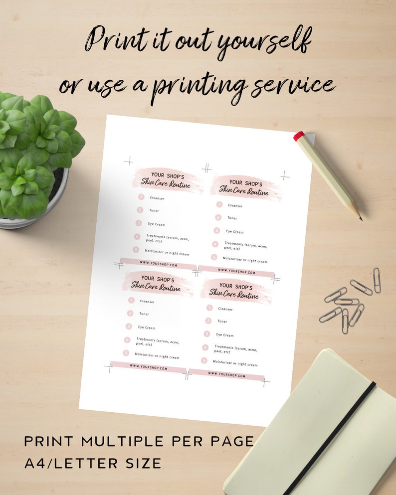 Skin Care Routine Card Insert - Face Care Instruction, Cosmetic Care Guide Card, Skin Care Instruction Card Template, Care Guide Editable image 5