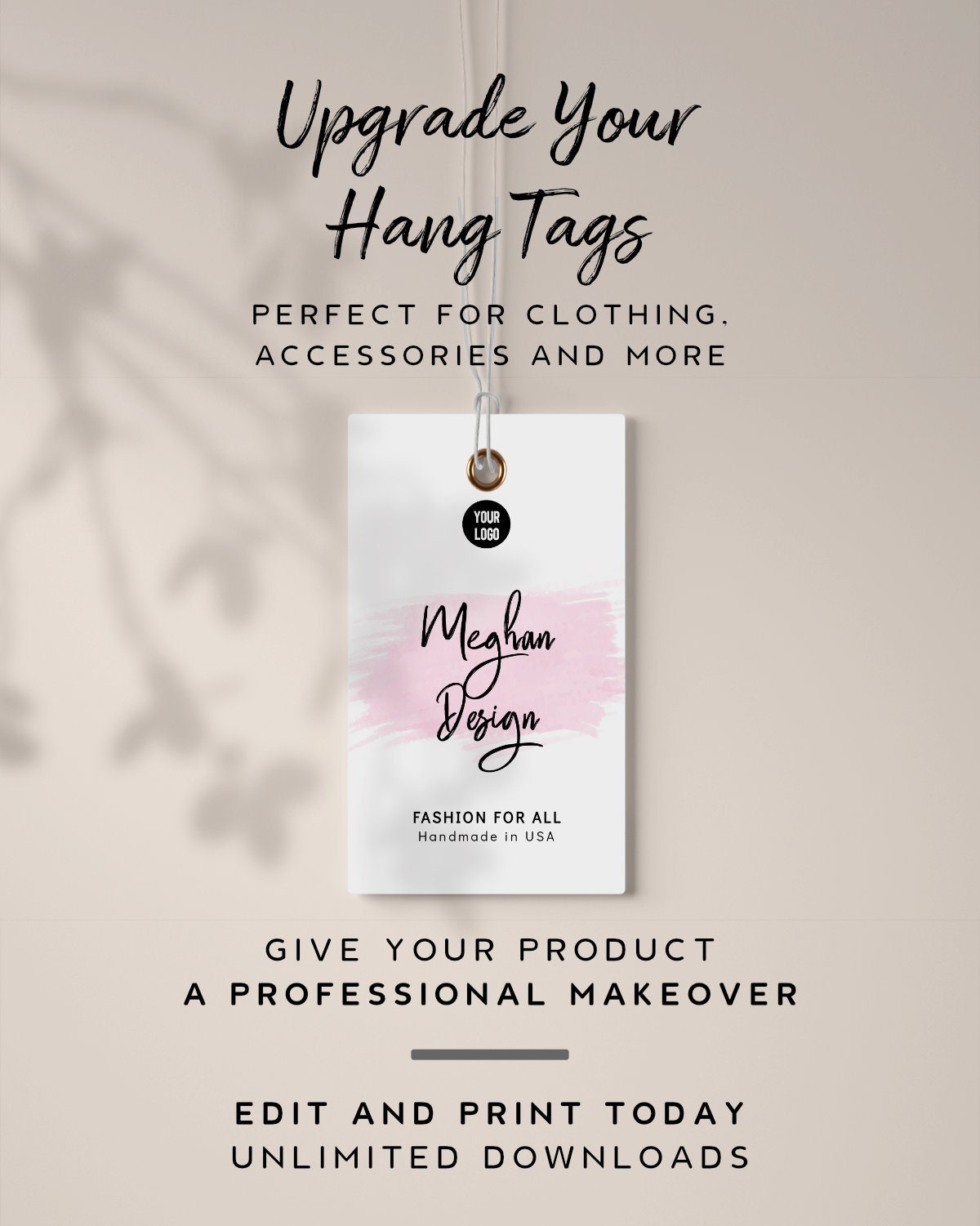Printable Product Tag Template - Watercolor Tag Design