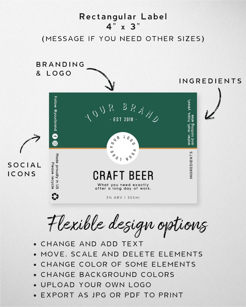 Editable Beer Bottle Label Template Beer Label Custom Home - Etsy