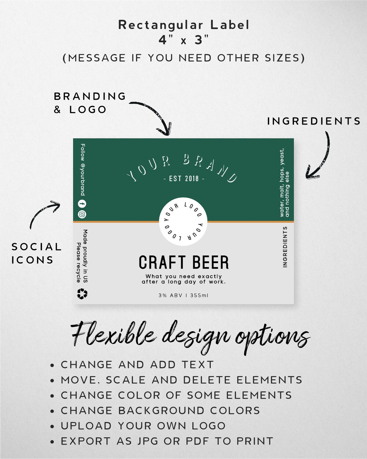Editable Beer Bottle Label Template Beer Label Custom Home | Etsy