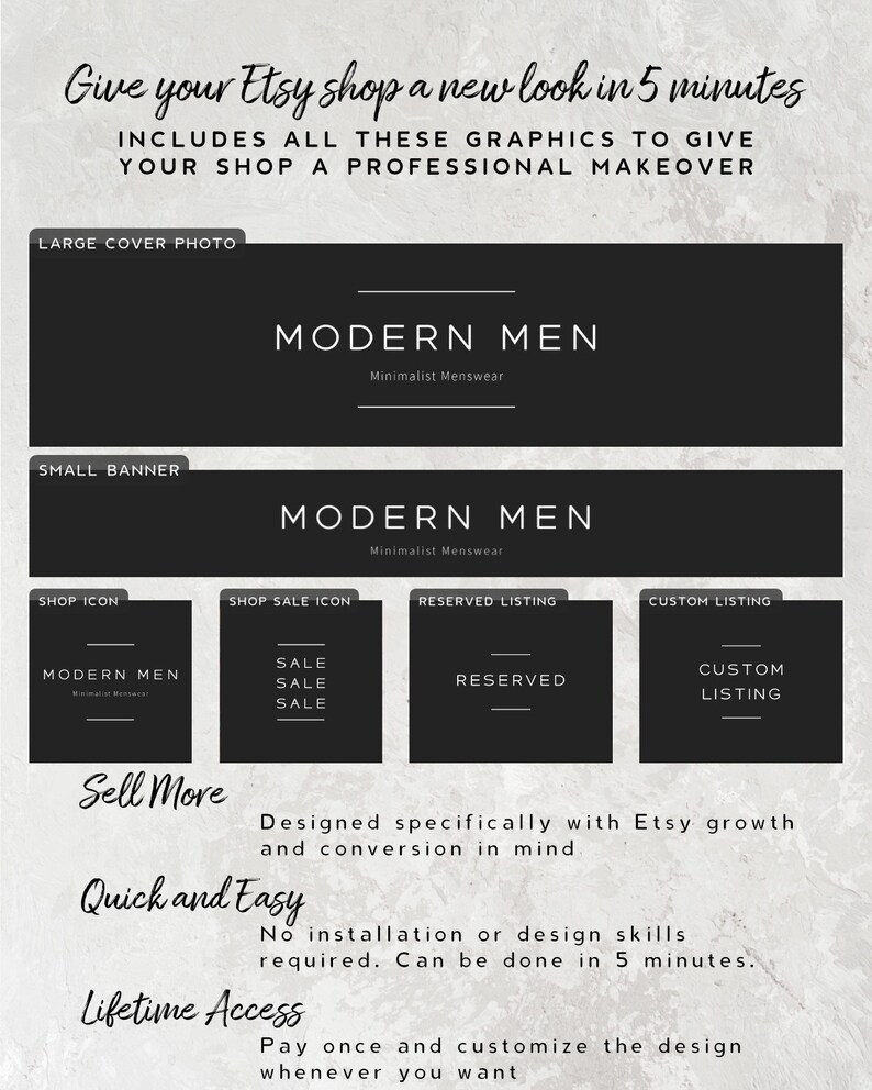 Black Branding Kit for Etsy Shop - Editable Etsy Branding Template ...