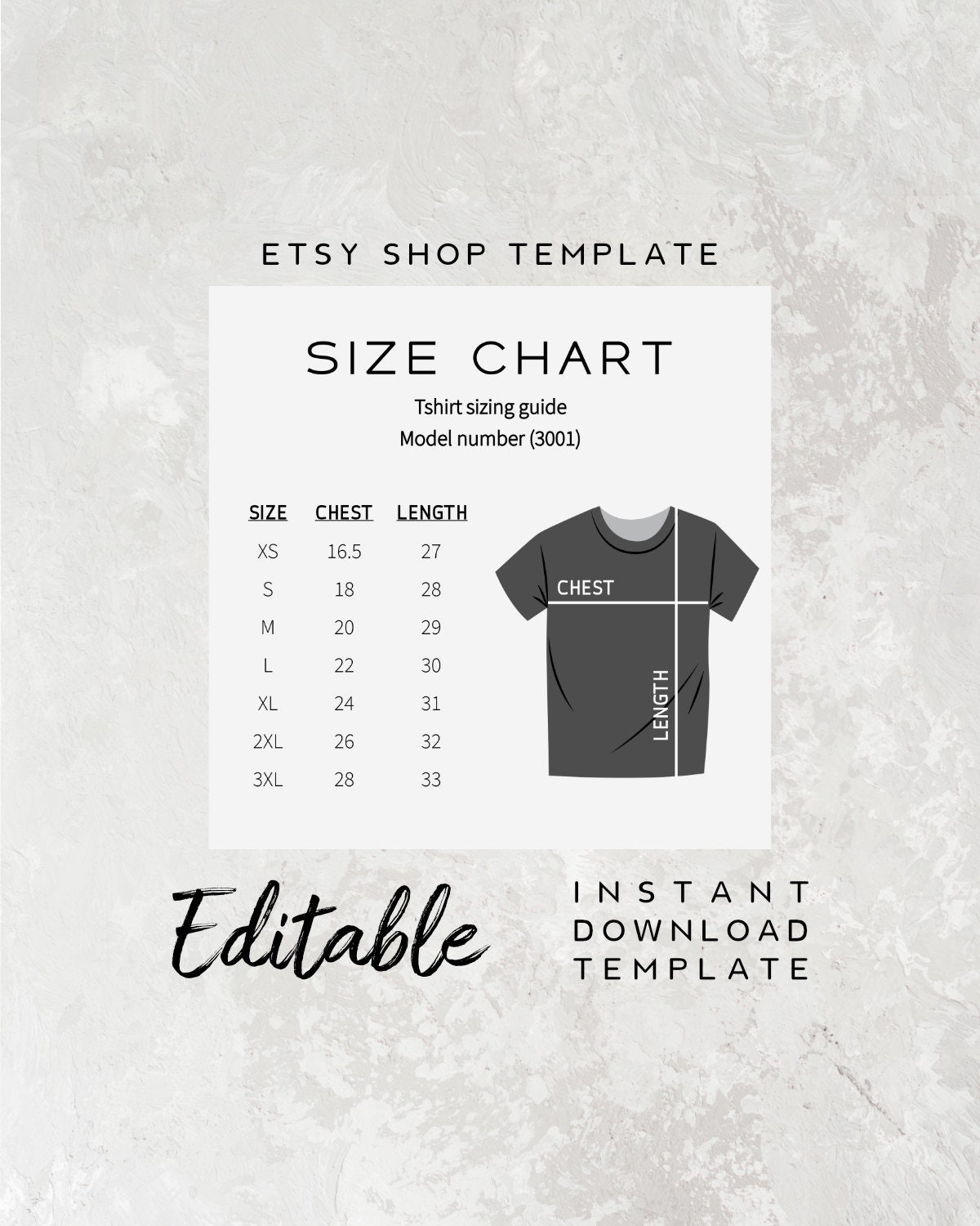 clothing size chart