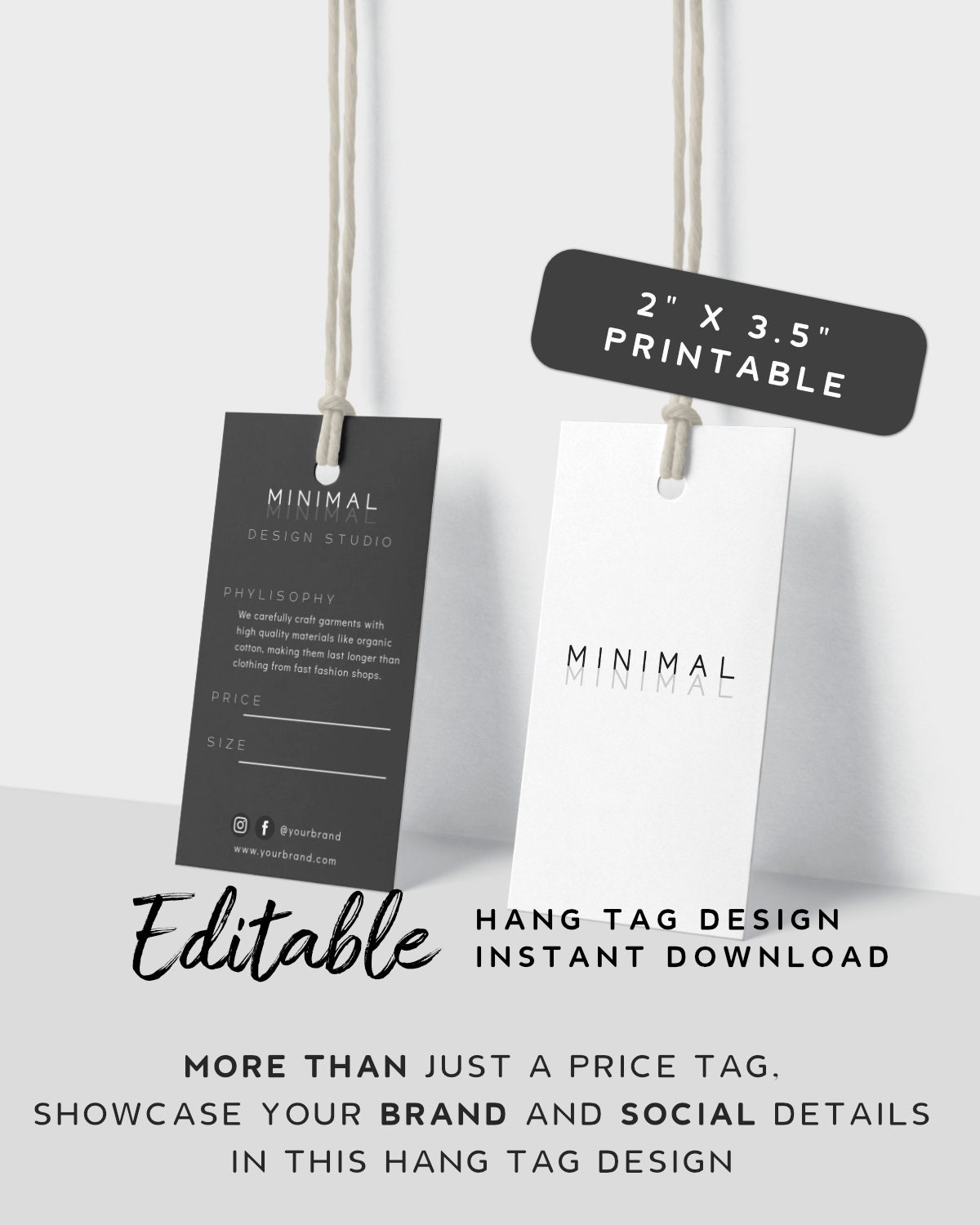 Editable Hang Tag Template DIY Pricing Tag Product Tag Label