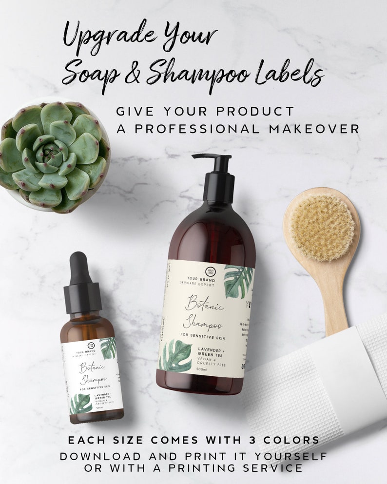 Printable Shampoo Labels Botanical Soap Labels Green Leaf Etsy Canada