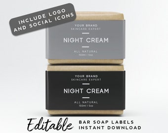 Printable Soap Label Minimalist - Grey Product Packaging Label, Wrap Around Label Soap, Men Minimal Soap Branding, Man Product Packaging
