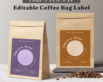 Geometric Coffee Bag Label Template - Modern Coffee Pouch Label, Editable Cafe Branding, DIY Coffee Roaster Label Design